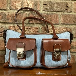 Dooney & Bourke Blue Melange Fabric Satchel Purse